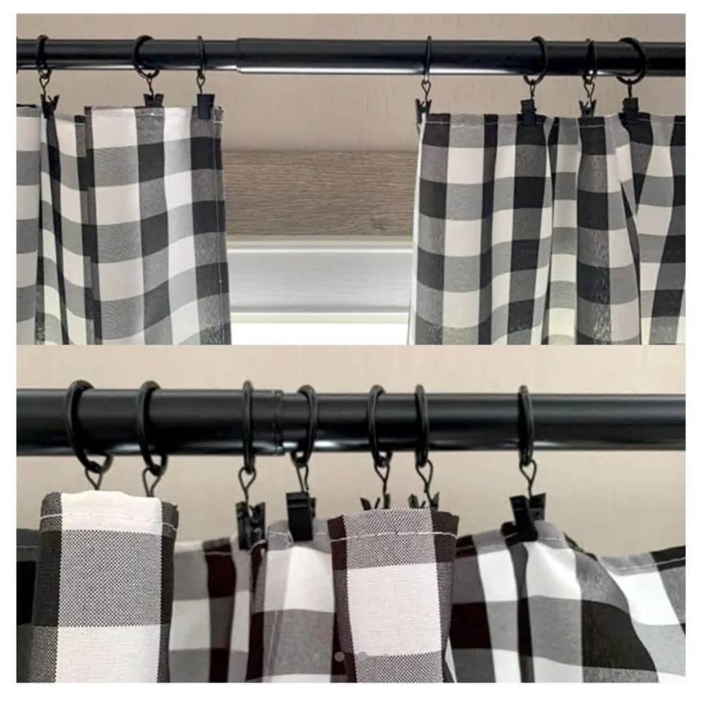 21 Pack Black Curtain Rings with Clips, Curtain Hooks Hangers‎ Clip Rings